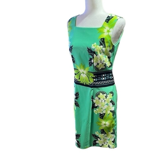 Green Tropical-floral Sheath/Shift Dress Summer by Dress Barn - Size 6 - Picture 6 of 12